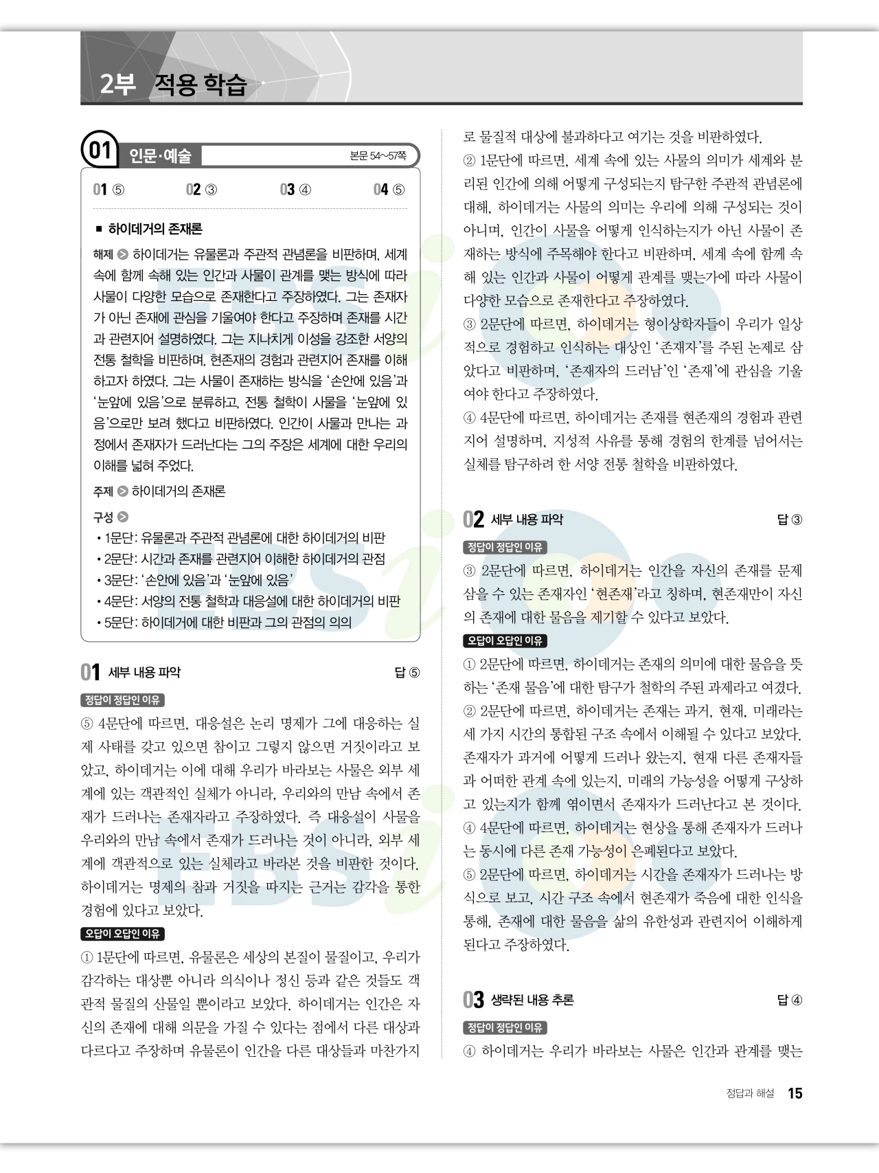 EBS 2027 수능특강 독서 답지 해설 15페이지