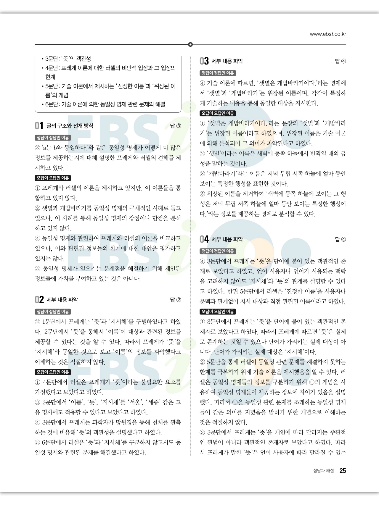 EBS 2027 수능특강 독서 답지 해설 25페이지