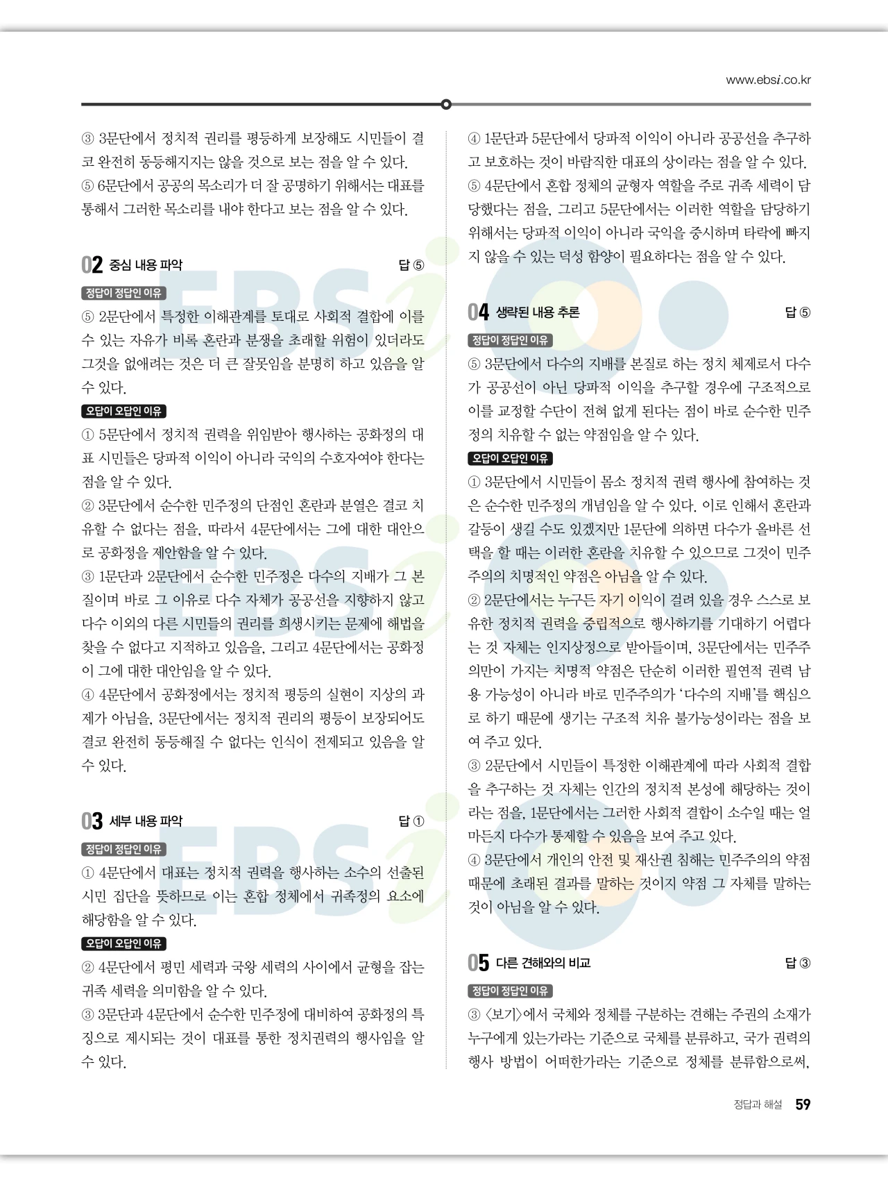 EBS 2027 수능특강 독서 답지 해설 59페이지