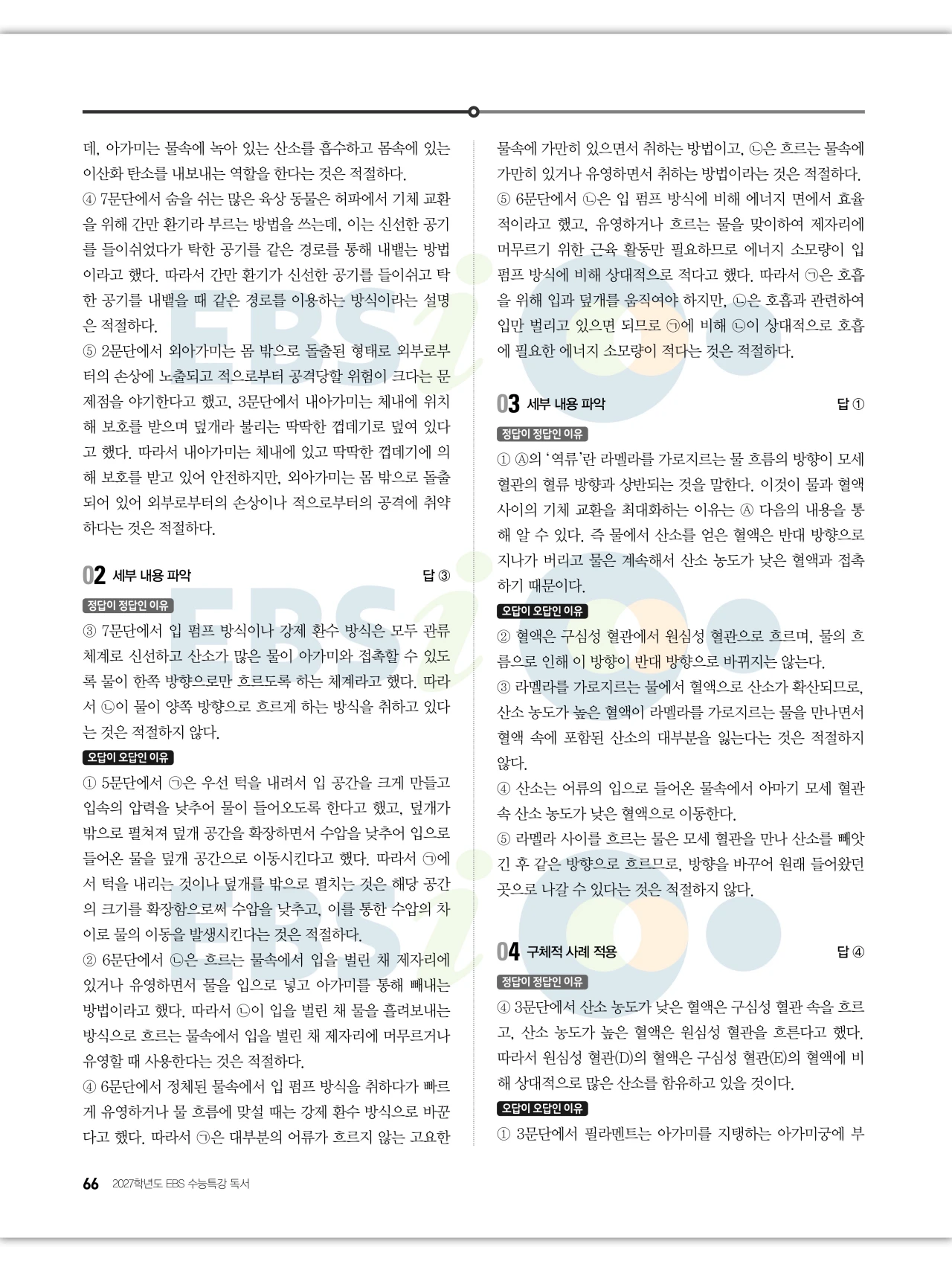 EBS 2027 수능특강 독서 답지 해설 66페이지