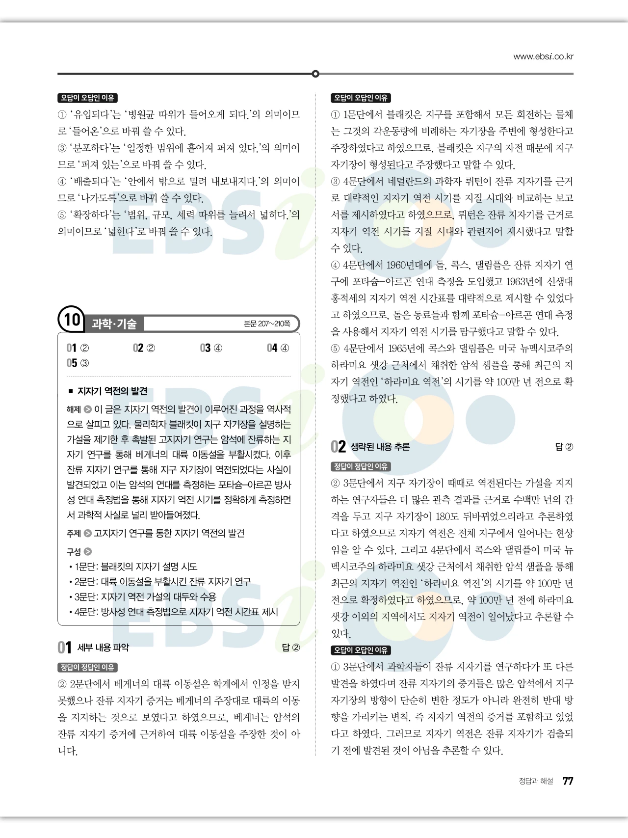 EBS 2027 수능특강 독서 답지 해설 77페이지
