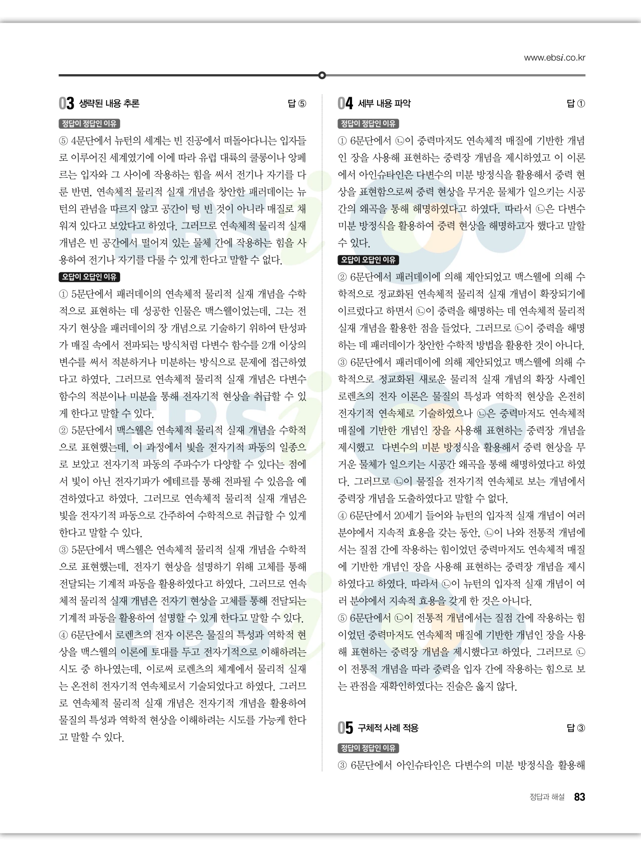 EBS 2027 수능특강 독서 답지 해설 83페이지