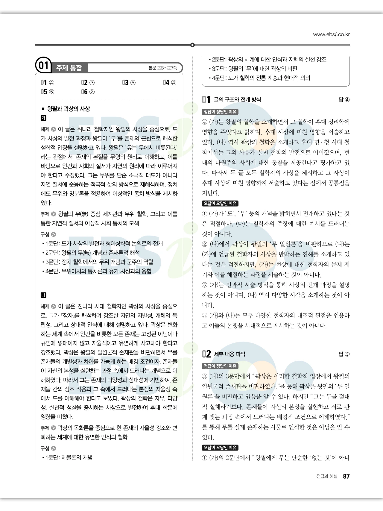 EBS 2027 수능특강 독서 답지 해설 87페이지