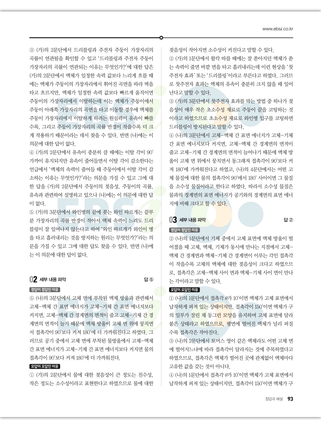 EBS 2027 수능특강 독서 답지 해설 93페이지