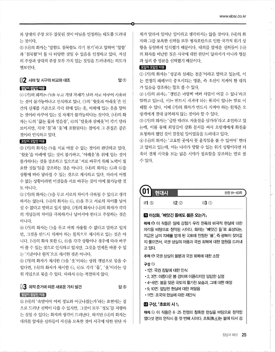 2027 수능특강 문학 답지 25페이지