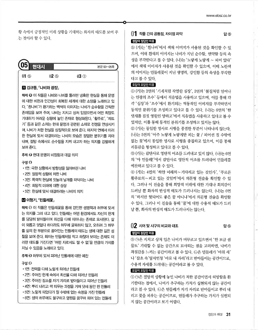 2027 수능특강 문학 답지 31페이지