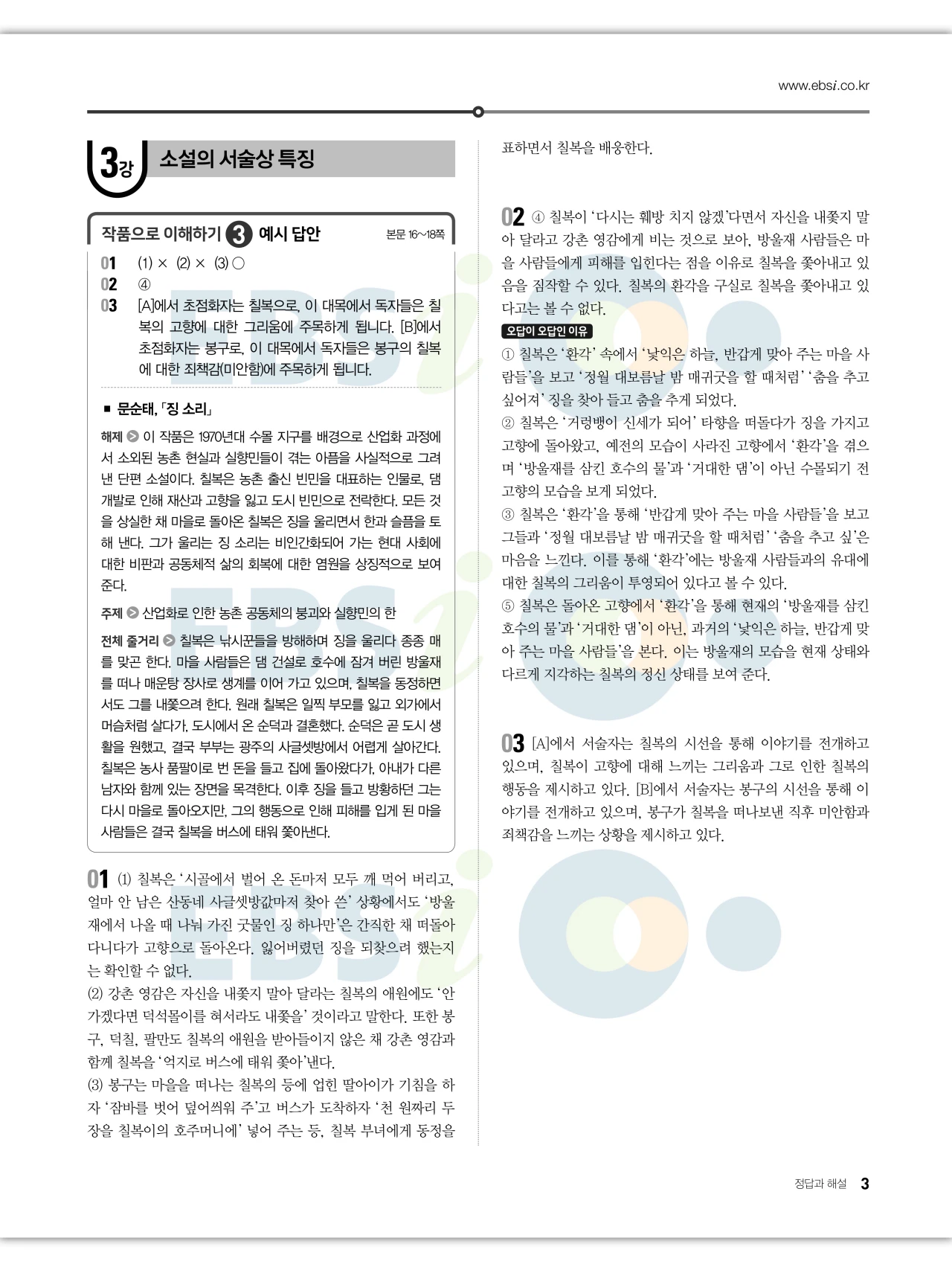 EBS 2027 수능특강 문학 답지 해설 4페이지