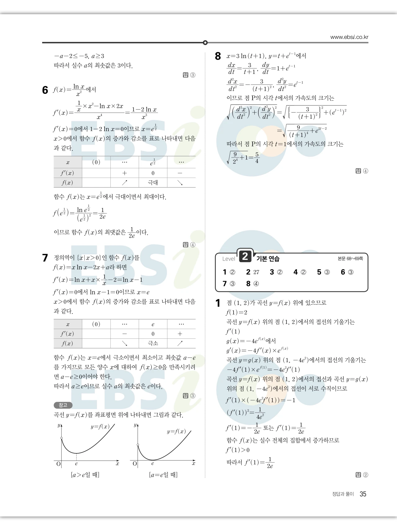 EBS 2027 수능특강 미적분 답지 35페이지