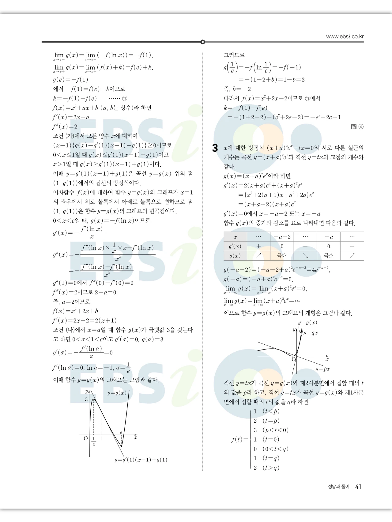 EBS 2027 수능특강 미적분 답지 41페이지