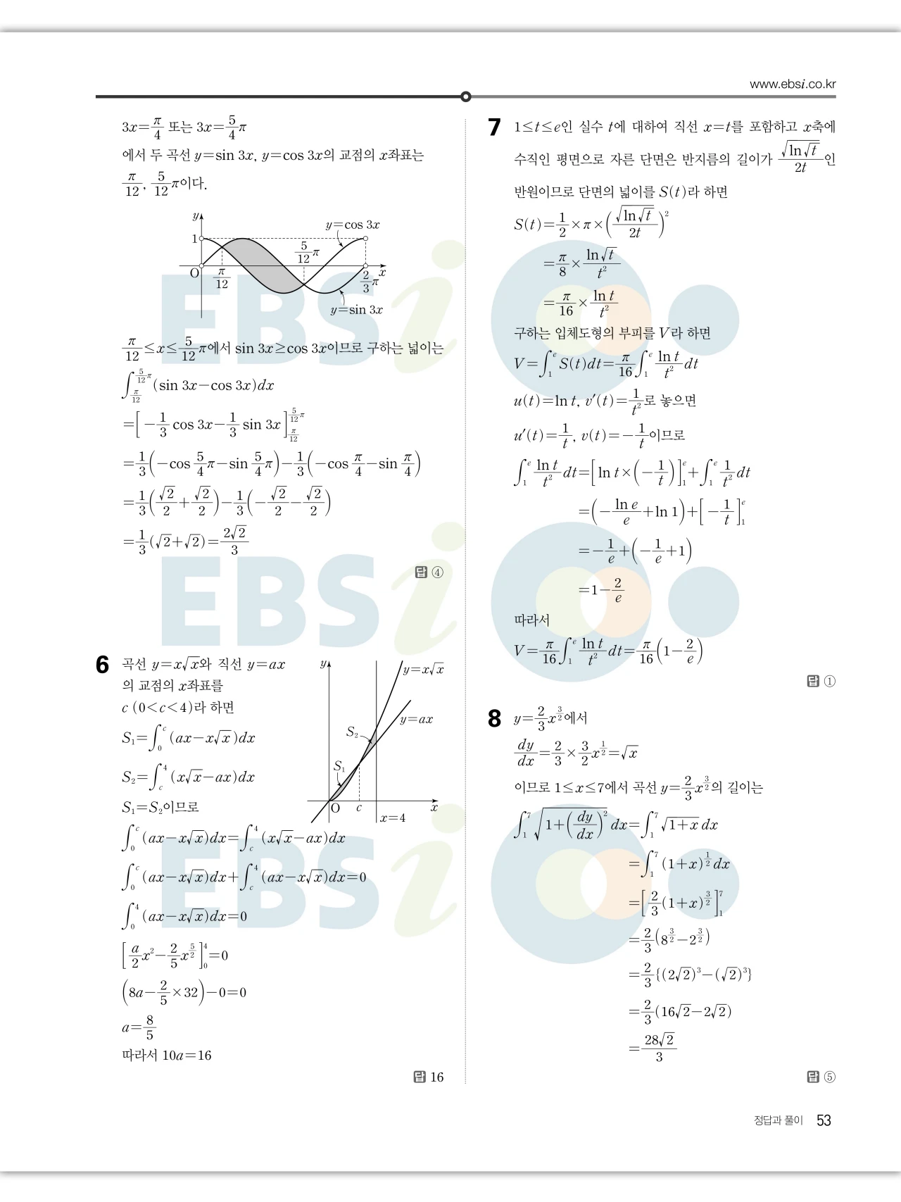 EBS 2027 수능특강 미적분 답지 53페이지