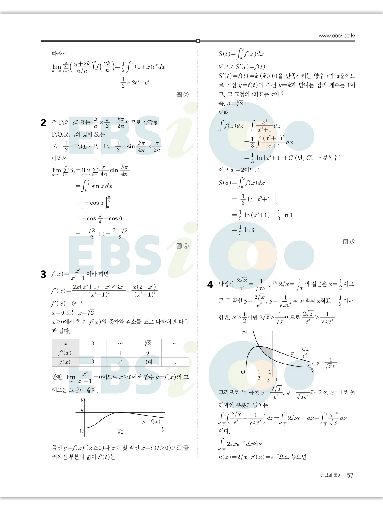 EBS 2027 수능특강 미적분 답지 57페이지