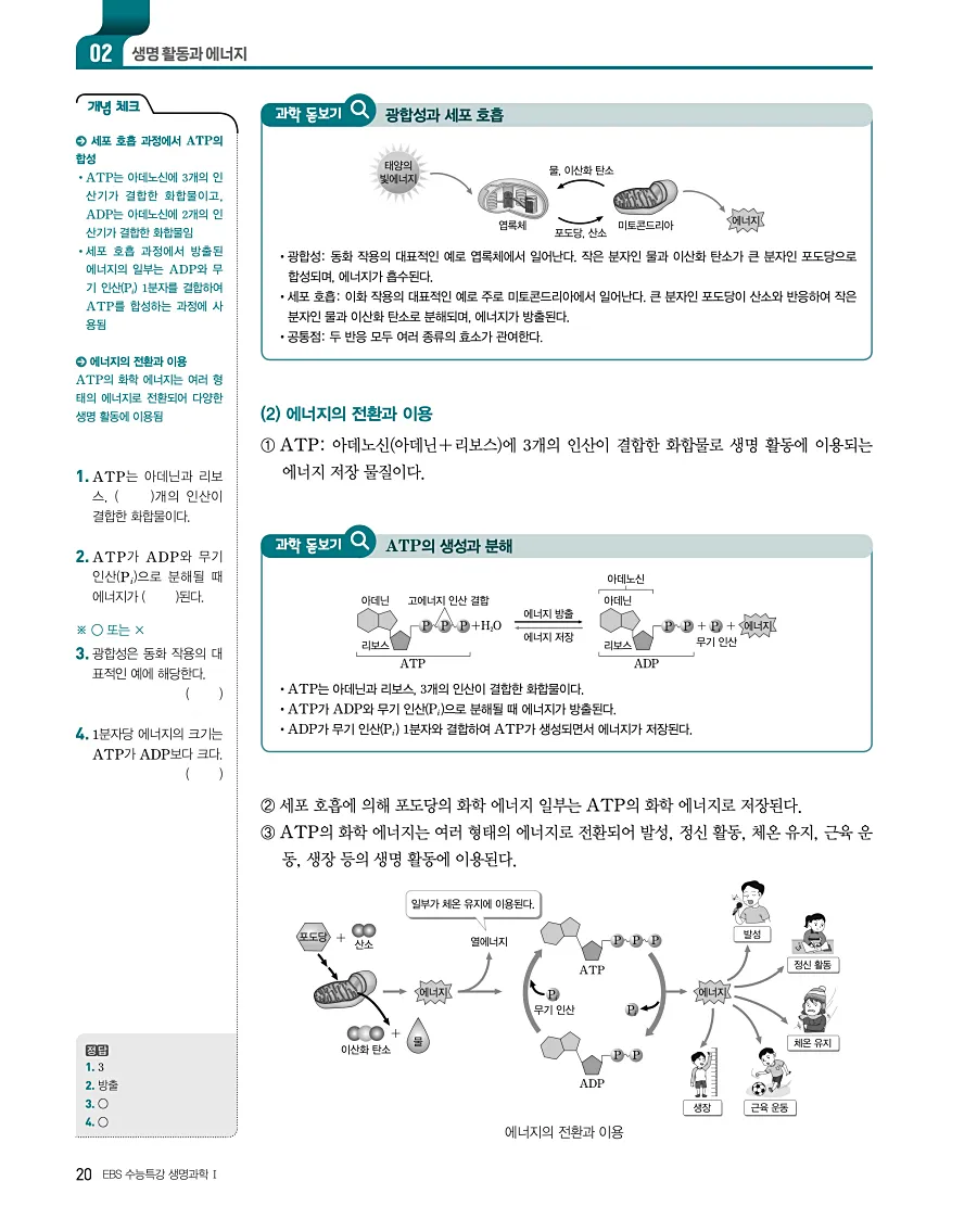 2027 수능특강 생명과학1 답지 20페이지