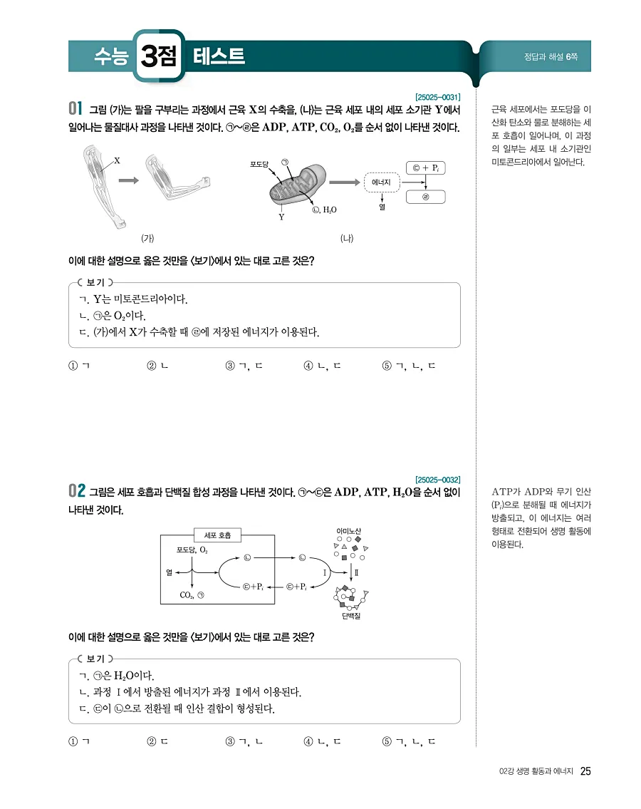 2027 수능특강 생명과학1 답지 25페이지