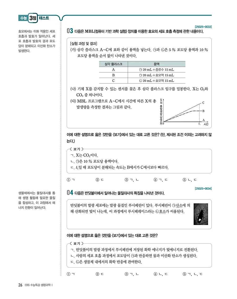 2027 수능특강 생명과학1 답지 26페이지