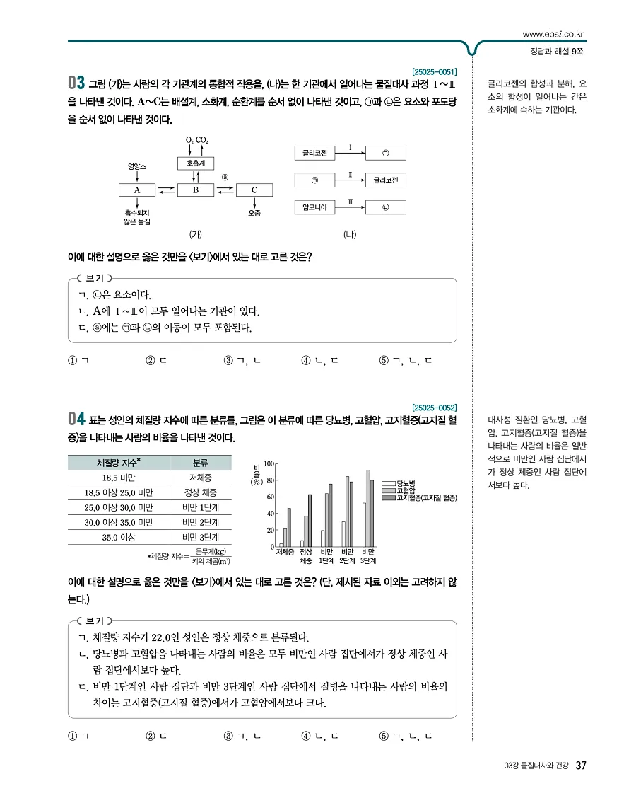 2027 수능특강 생명과학1 답지 37페이지