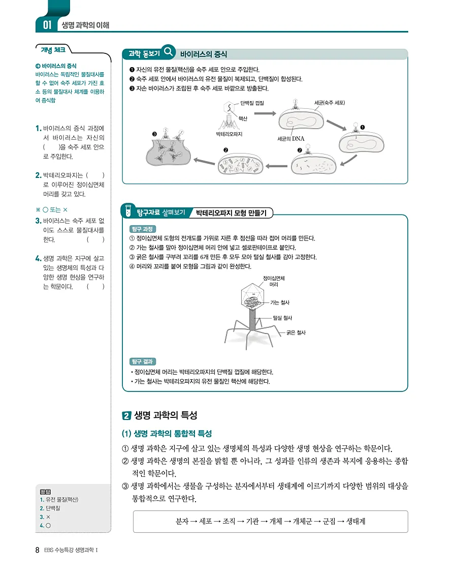 2027 수능특강 생명과학1 답지 8페이지