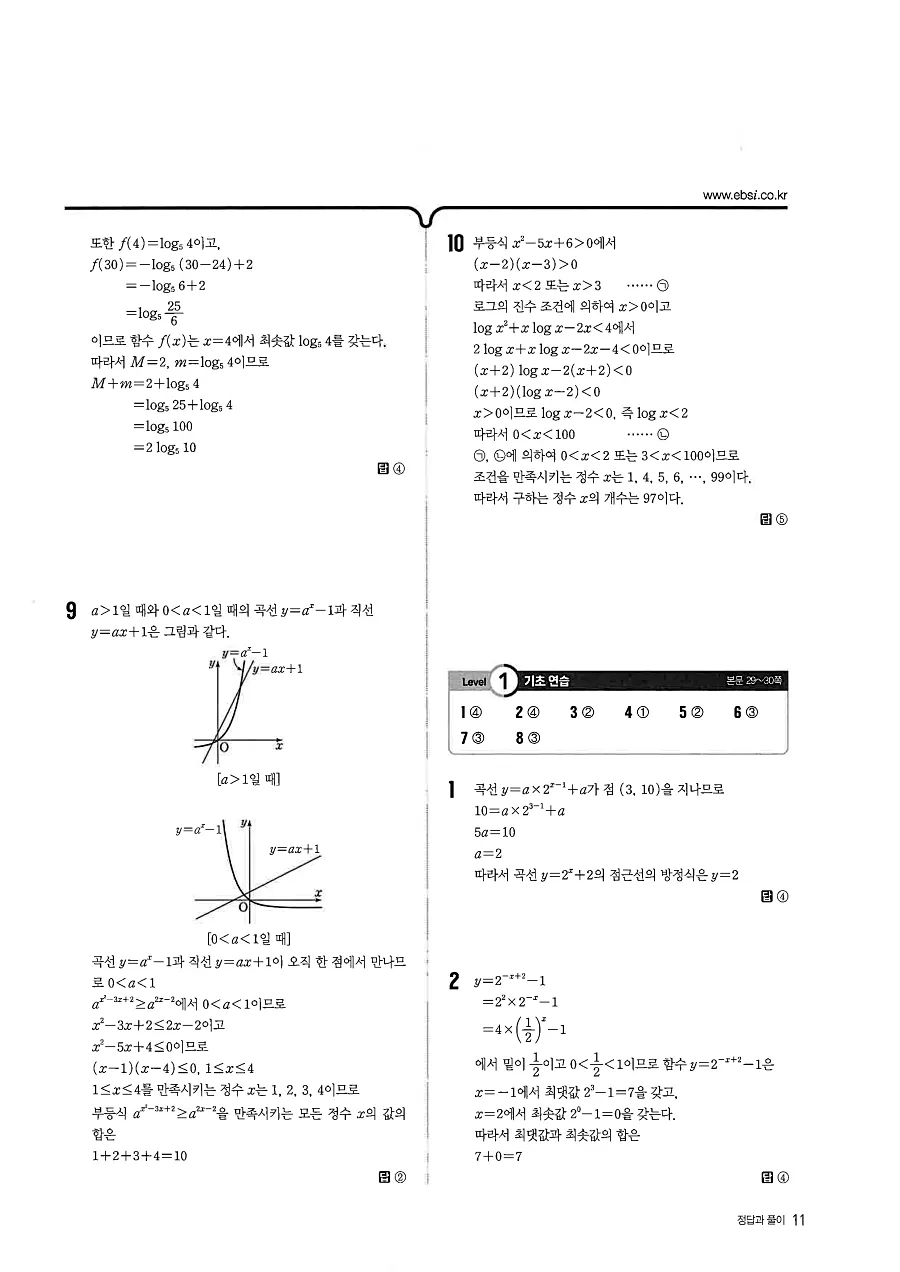 2027 수능특강 수학1 답지 11페이지