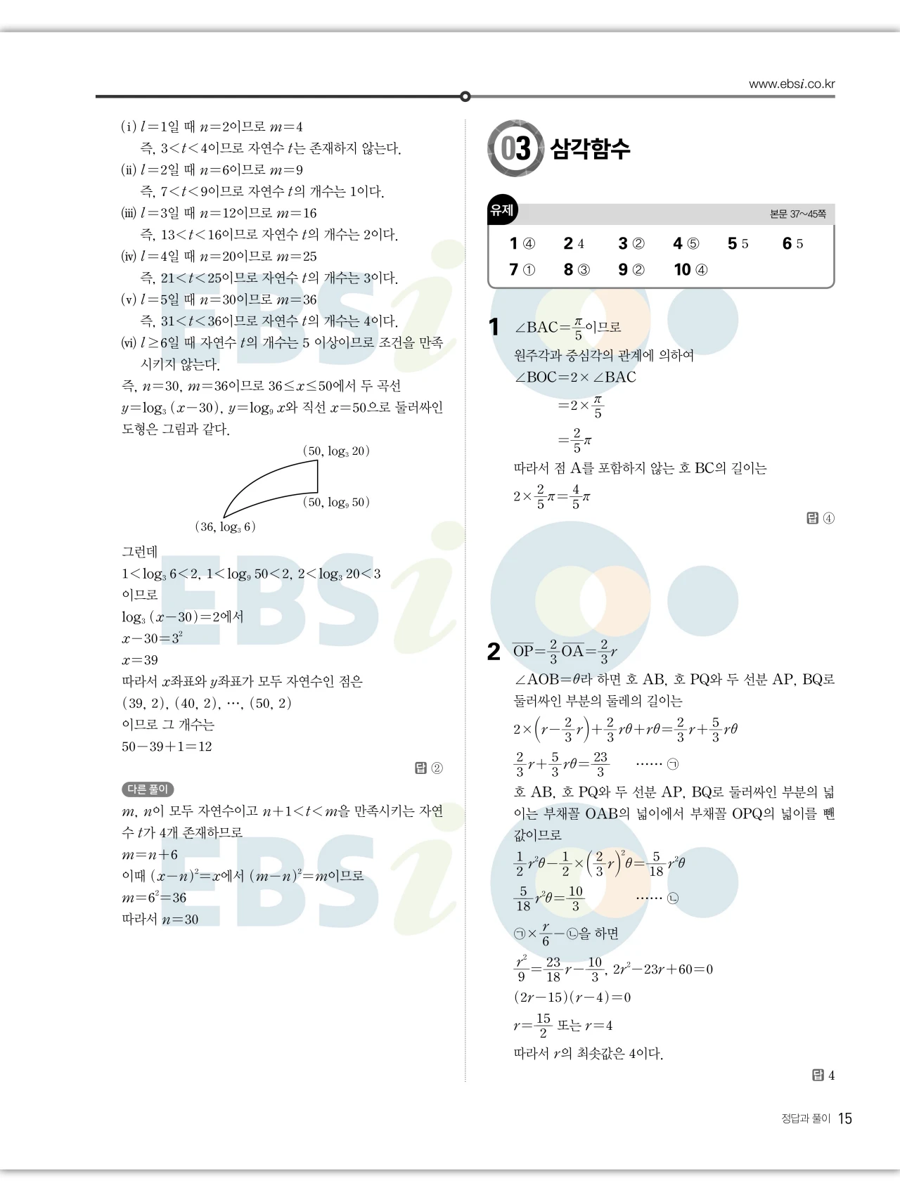 EBS 2027 수능특강 수학1 답지 해설 16페이지