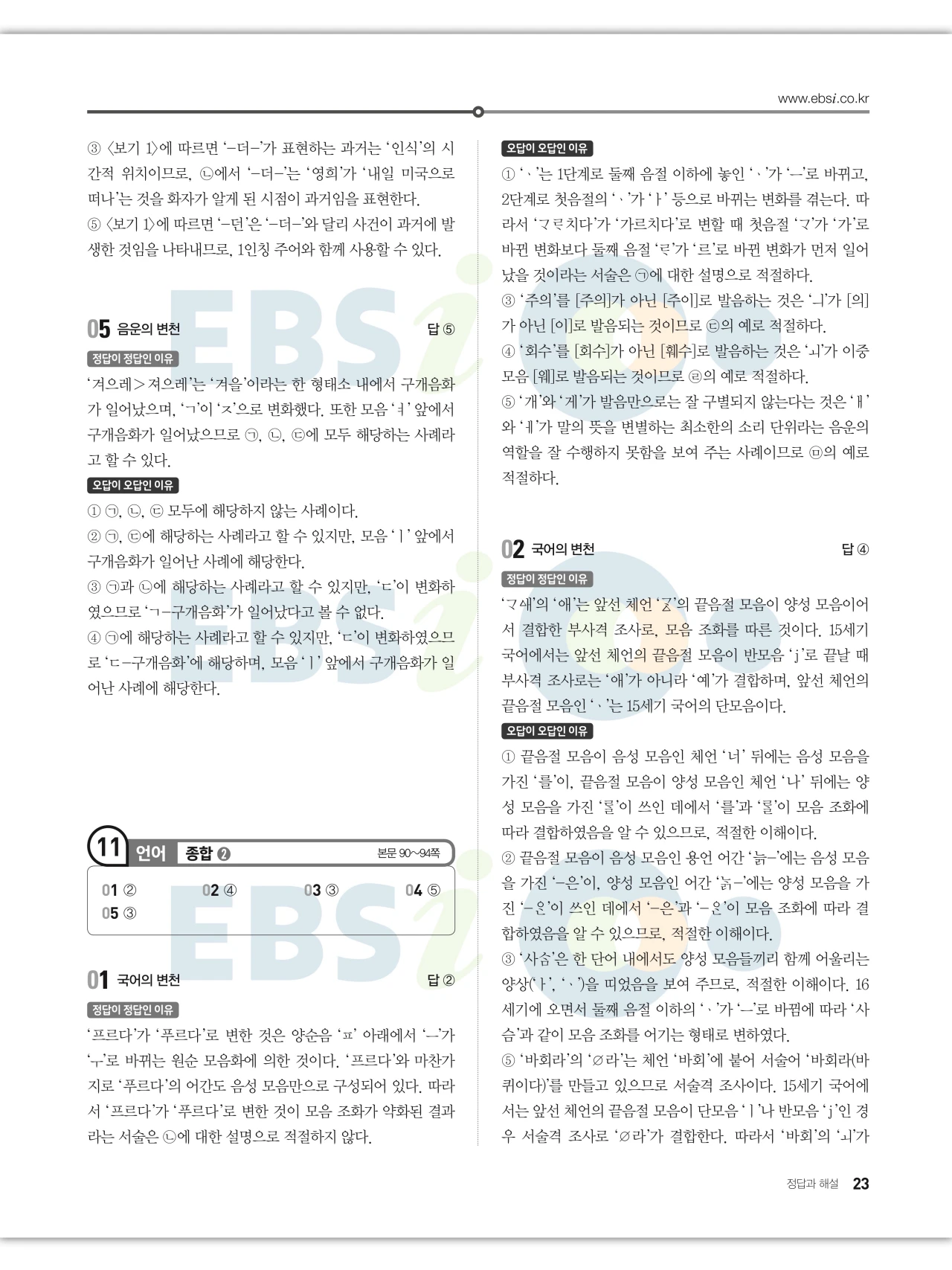 EBS 2027 수능특강 언어와 매체 답지 해설 23페이지