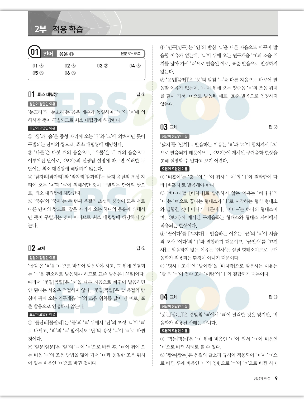 EBS 2027 수능특강 언어와 매체 답지 해설 9페이지