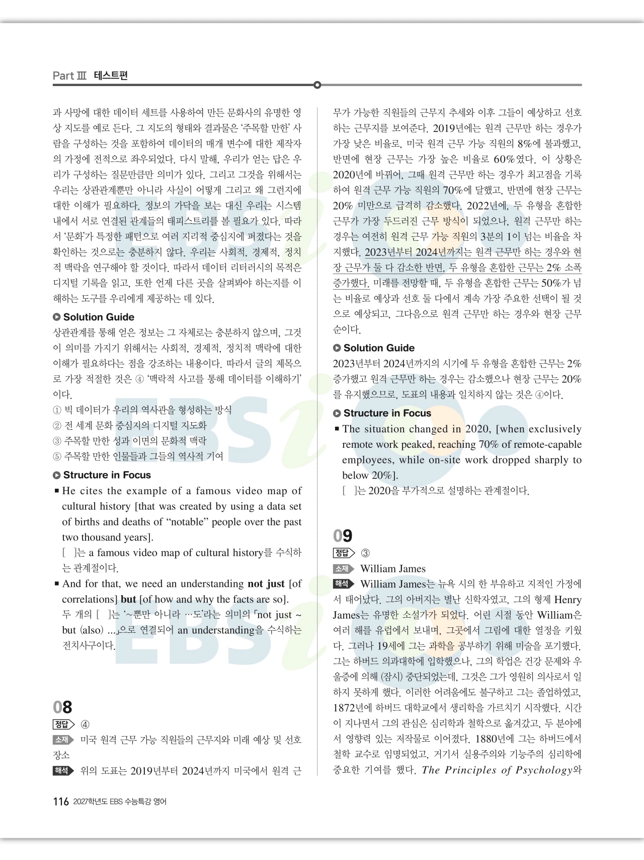 EBS 2027 수능특강 영어 빠른답지 116페이지