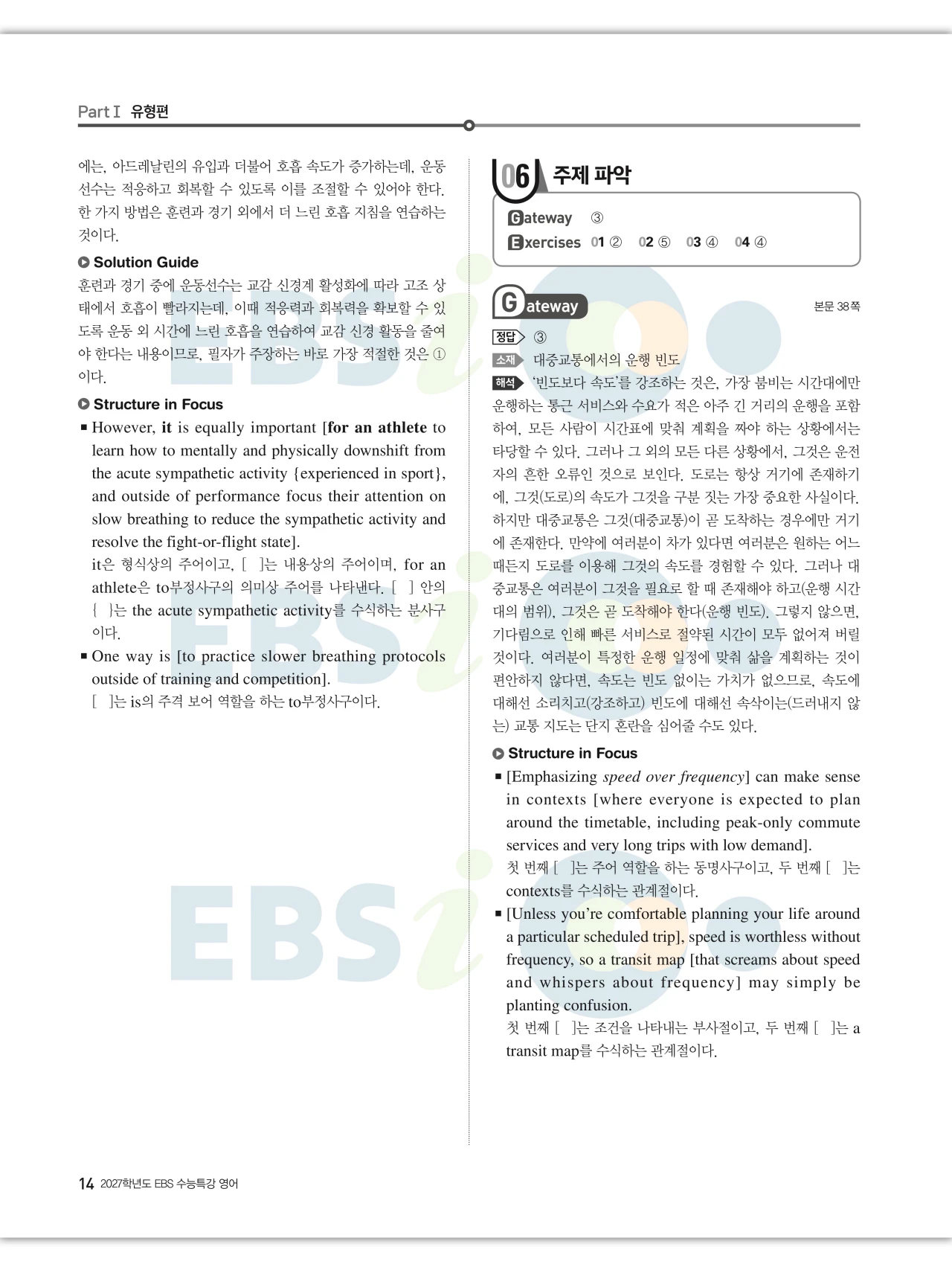 EBS 2027 수능특강 영어 빠른답지 14페이지