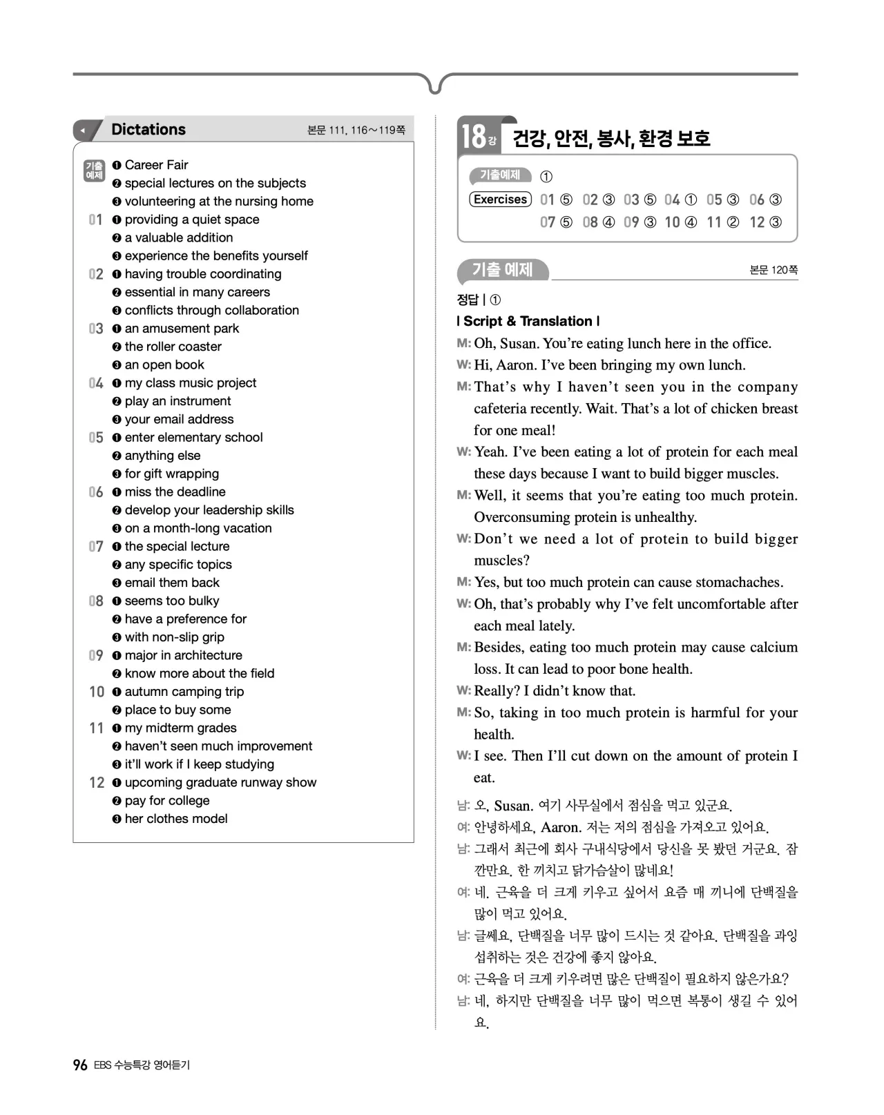 EBS 2027 수능특강 영어듣기 빠른답지 96페이지