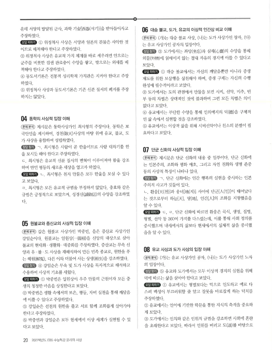 2027 수능특강 윤리와사상 답지 22페이지
