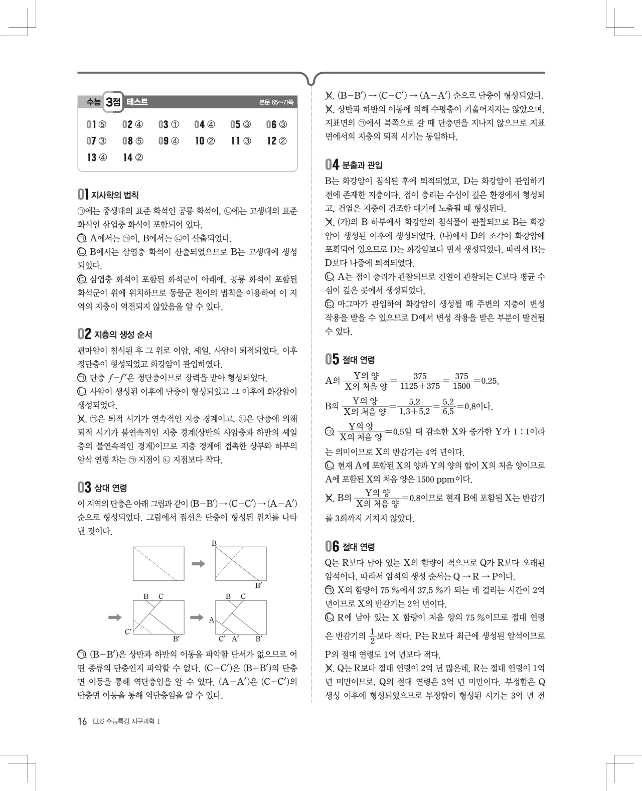 2027 수능특강 지구과학1 답지 해설 16페이지