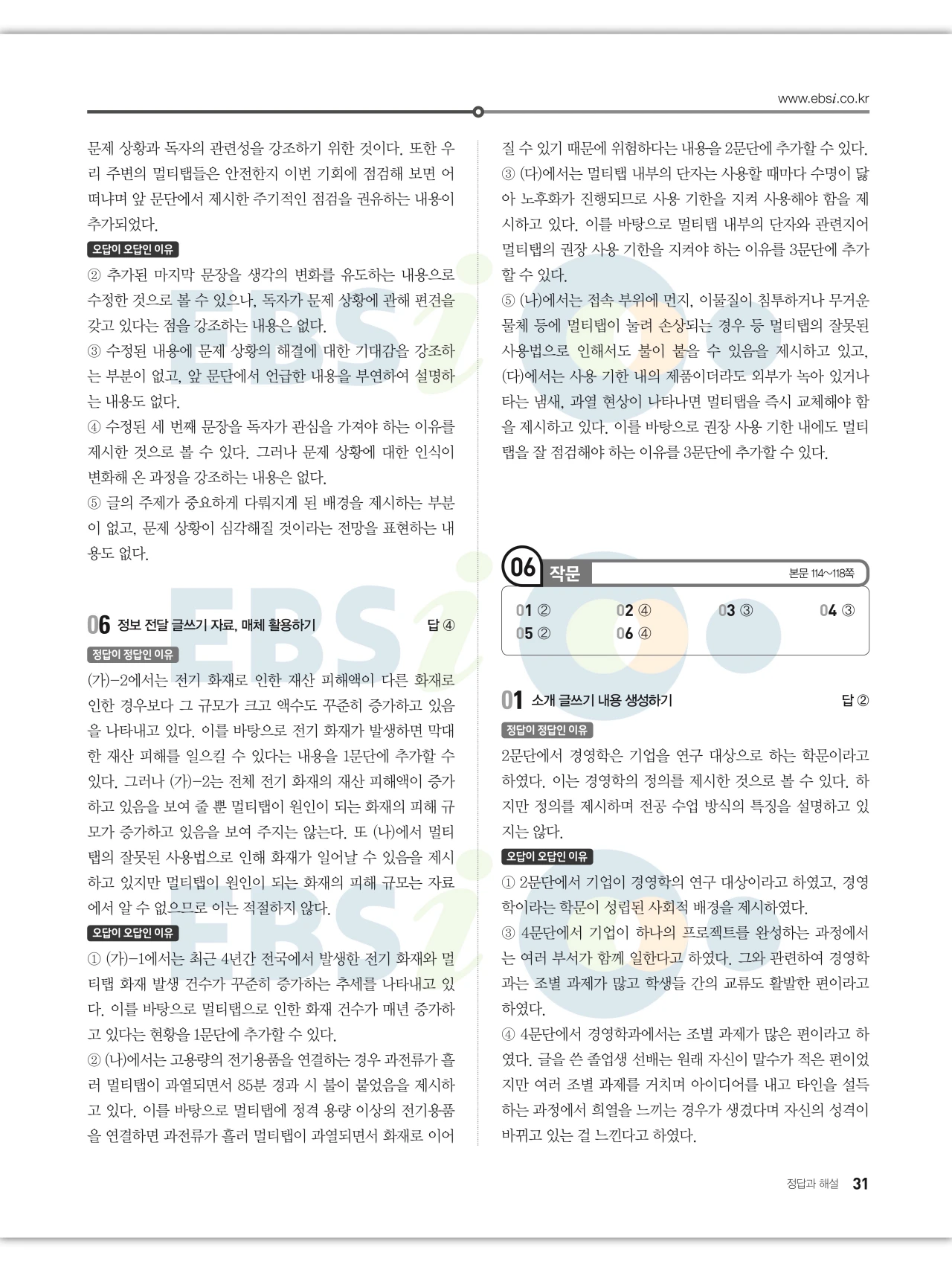 EBS 2027 수능특강 화법과 작문 답지 해설 31페이지