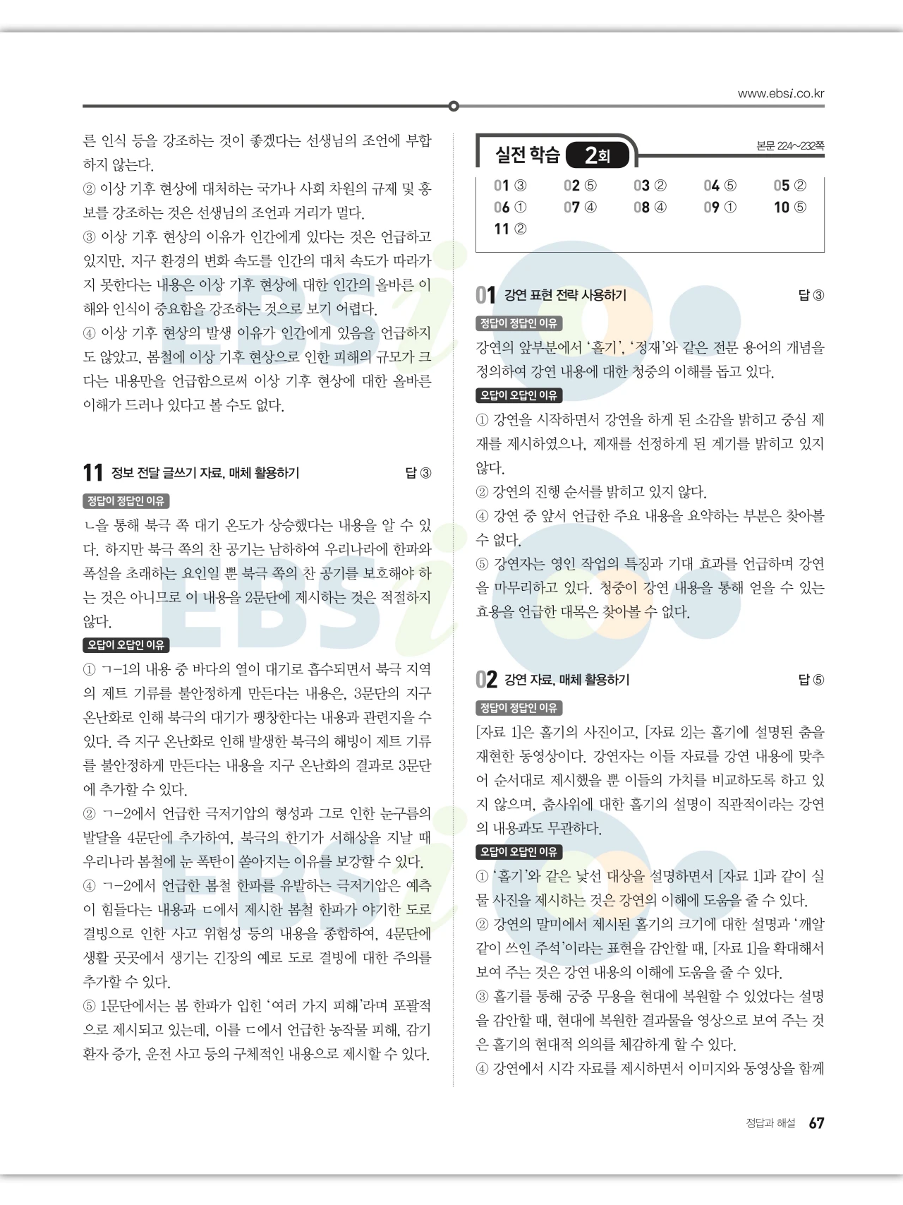 EBS 2027 수능특강 화법과 작문 답지 해설 67페이지