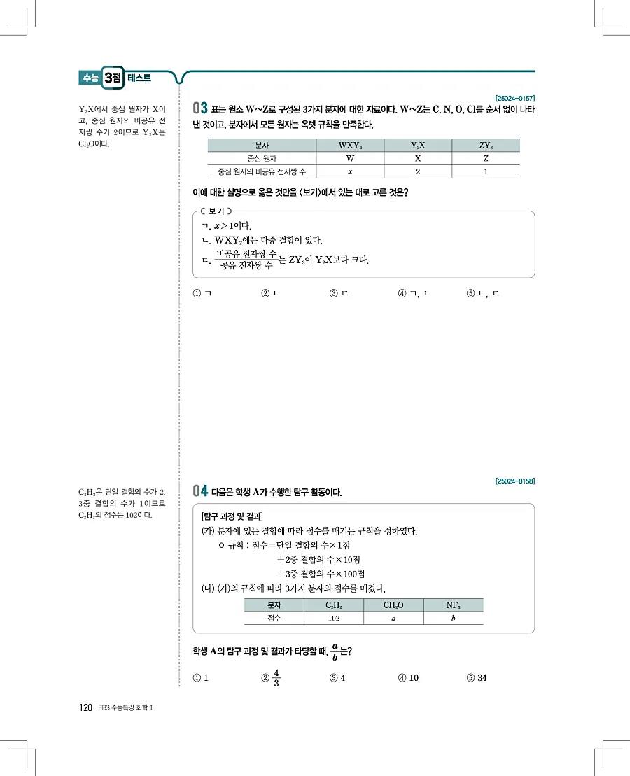 2027 수능특강 화학1 답지 120페이지