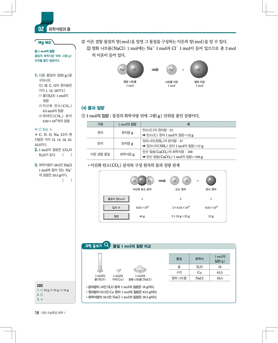 2027 수능특강 화학1 답지 18페이지