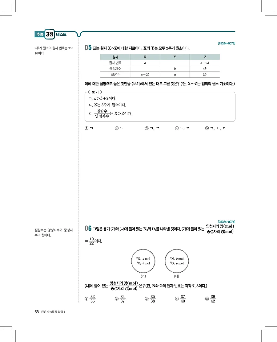 2027 수능특강 화학1 답지 58페이지