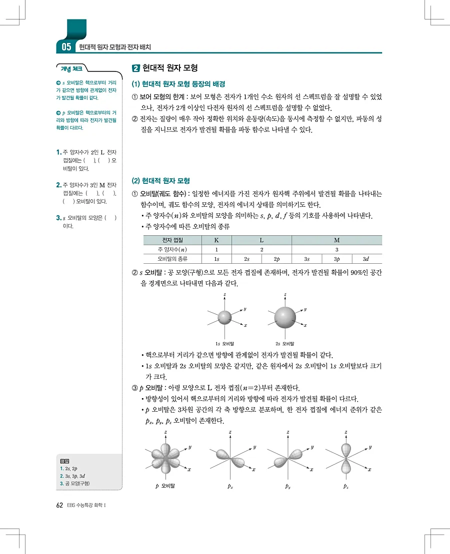 2027 수능특강 화학1 답지 62페이지