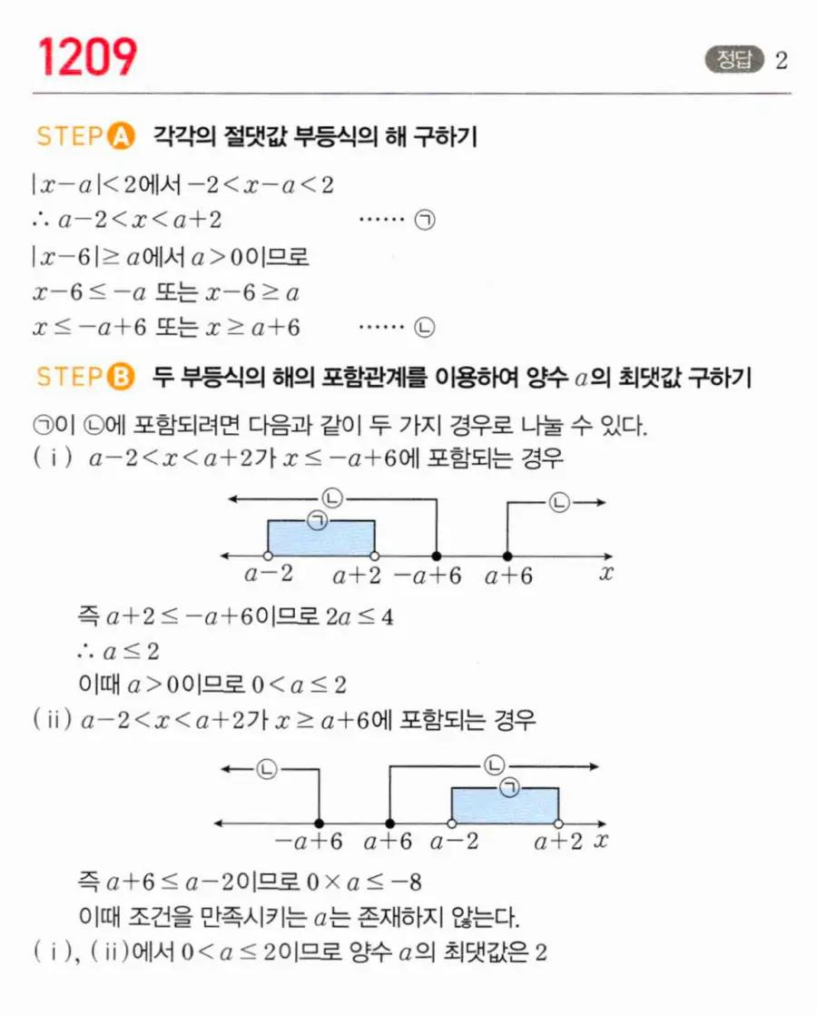 마플시너지 공통수학1 1209번 행복한 1등급 답지 이미지