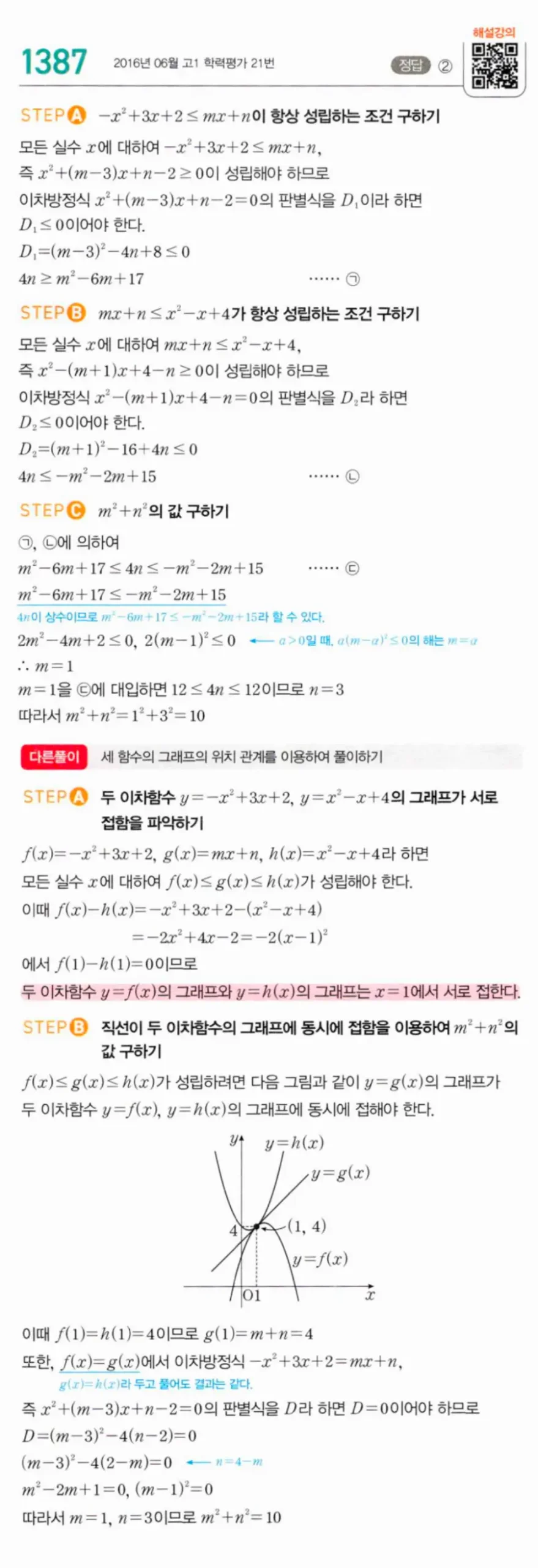 마플시너지 공통수학1 1387번 TOUGH 답지 이미지