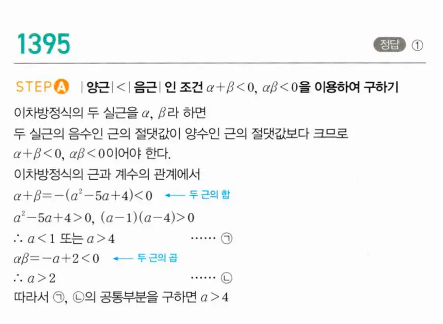 마플시너지 공통수학1 1395번 TOUGH 답지 이미지