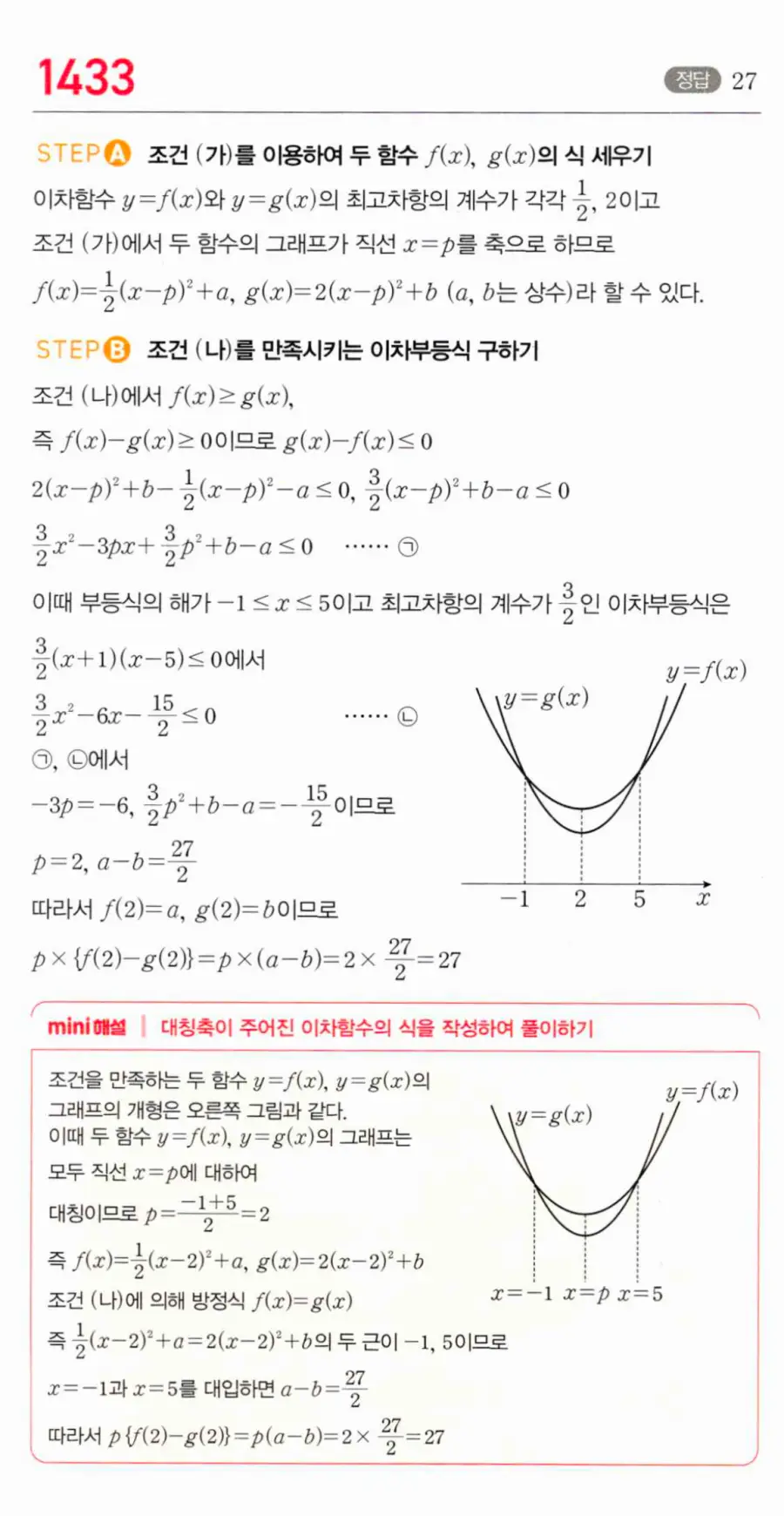 마플시너지 공통수학1 1433번 TOUGH 답지 이미지