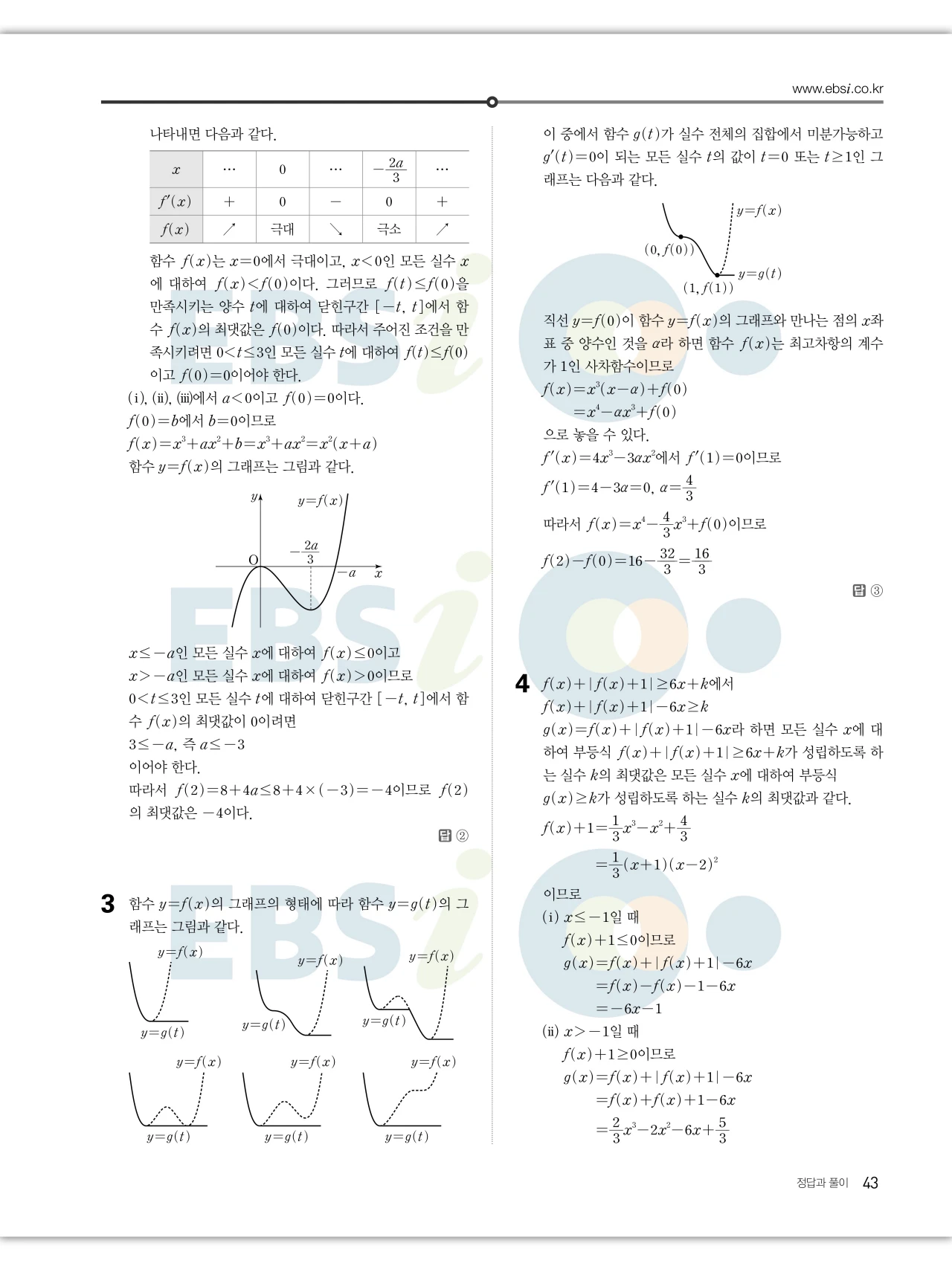 EBS 2027 수능특강 수학2 빠른답지 43페이지