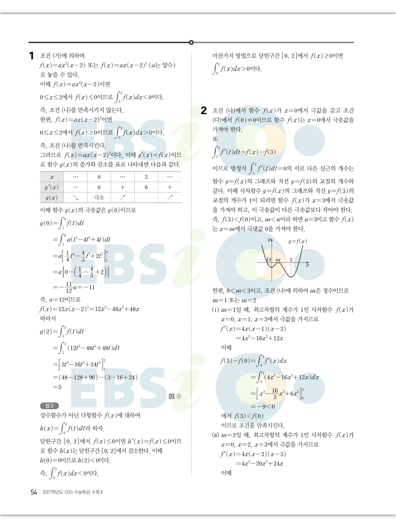 EBS 2027 수능특강 수학2 빠른답지 54페이지