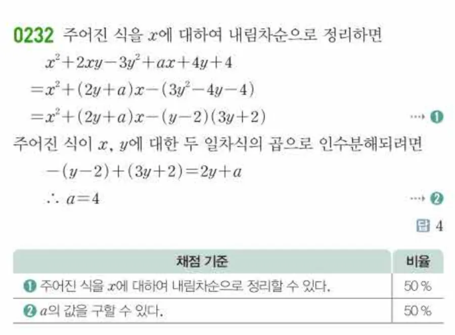 쎈 공통수학1 0232번 해설