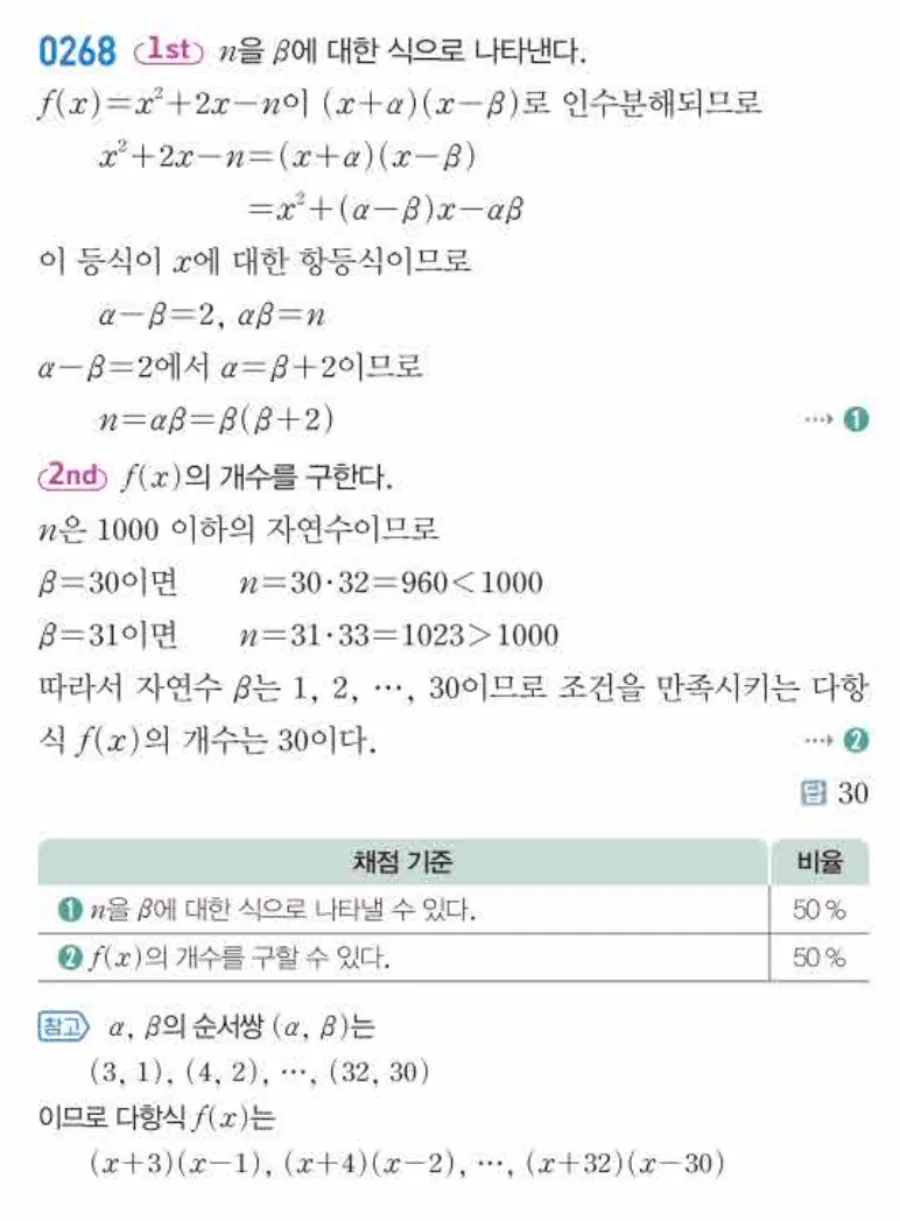 쎈 공통수학1 0268번 해설