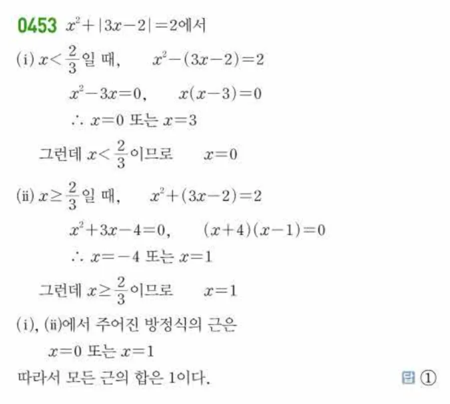 쎈 공통수학1 453번 해설 이미지
