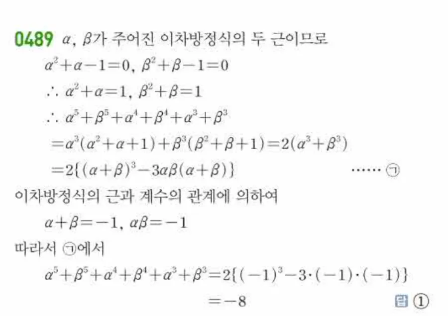 쎈 공통수학1 0489번 해설