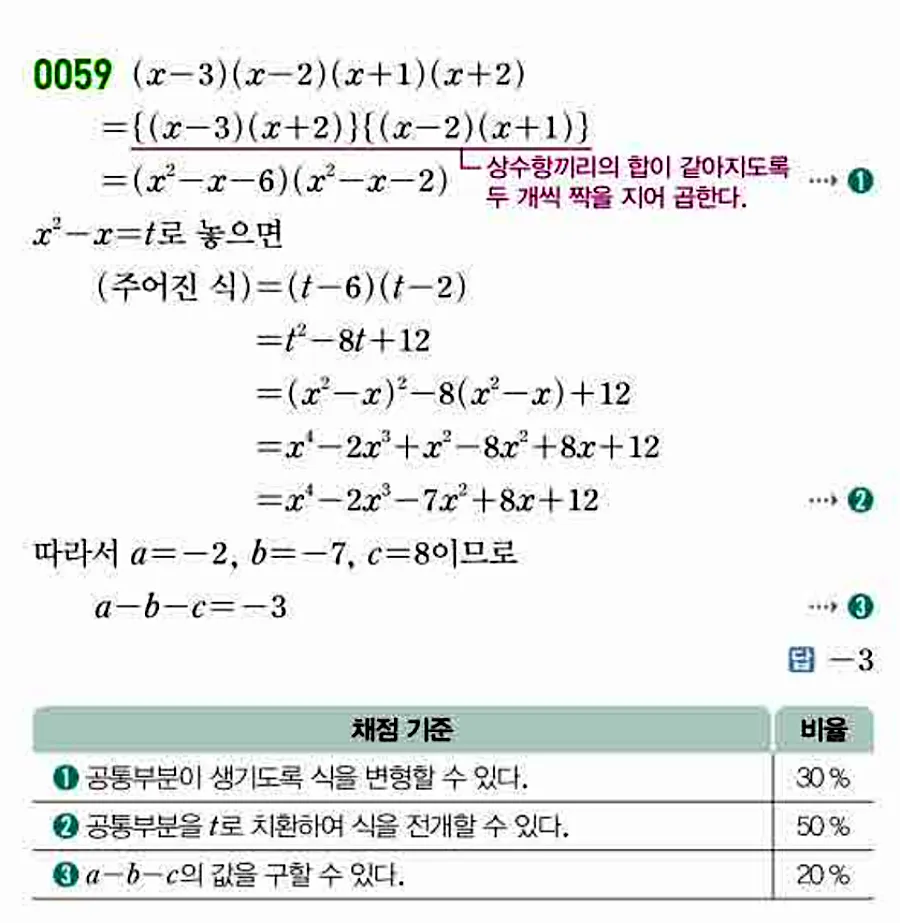 쎈 공통수학1 0059번 해설 이미지 답지