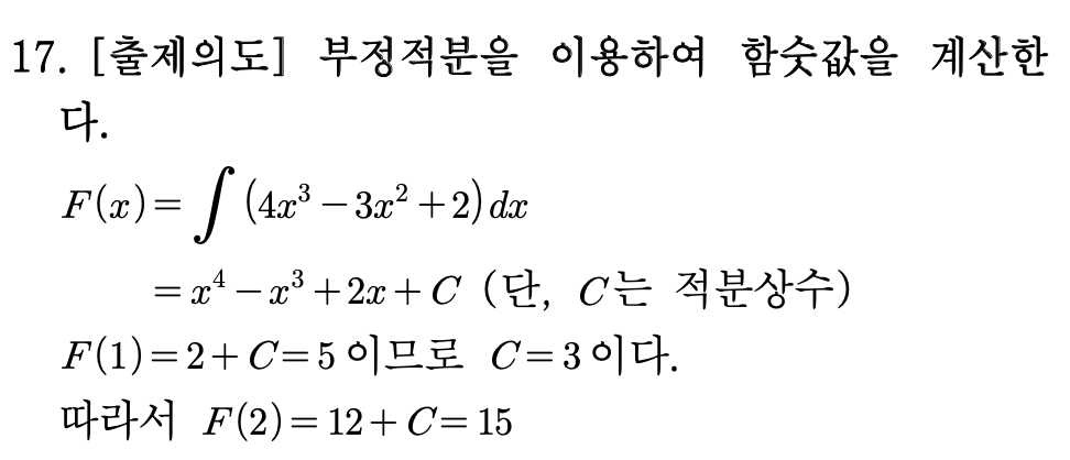 2026년 3월 고3 모의고사 수학 17번 해설 - 부정적분