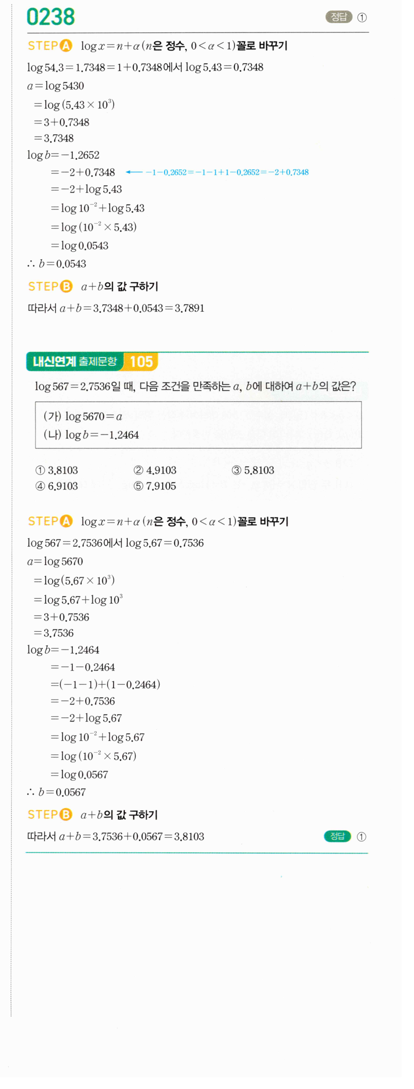 마플시너지 대수 237번 풀이 – 상용로그를 이용한 미지수 구하기