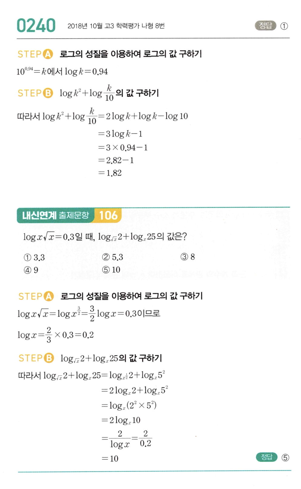 마플시너지 대수 239번 풀이 – 상용로그를 이용한 미지수 구하기