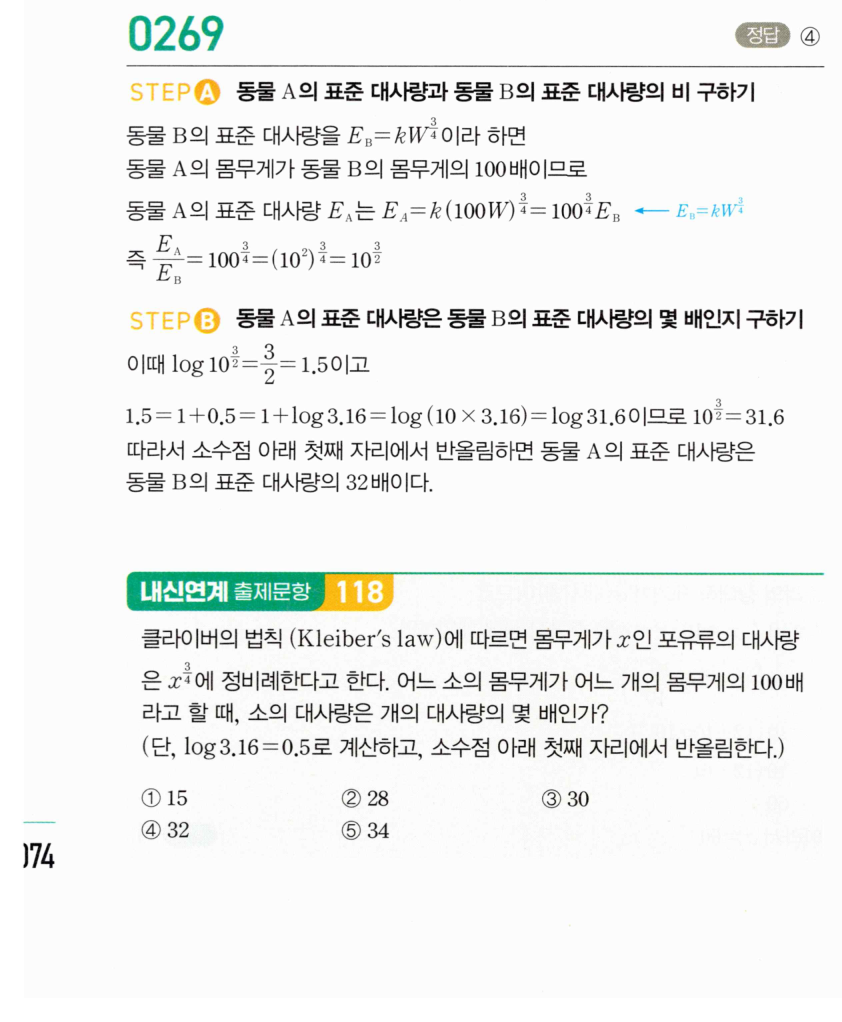 마플시너지 대수 268번 풀이 – 상용로그의 실생활에서의 활용 - 관계식이 주어진 경우 (1)